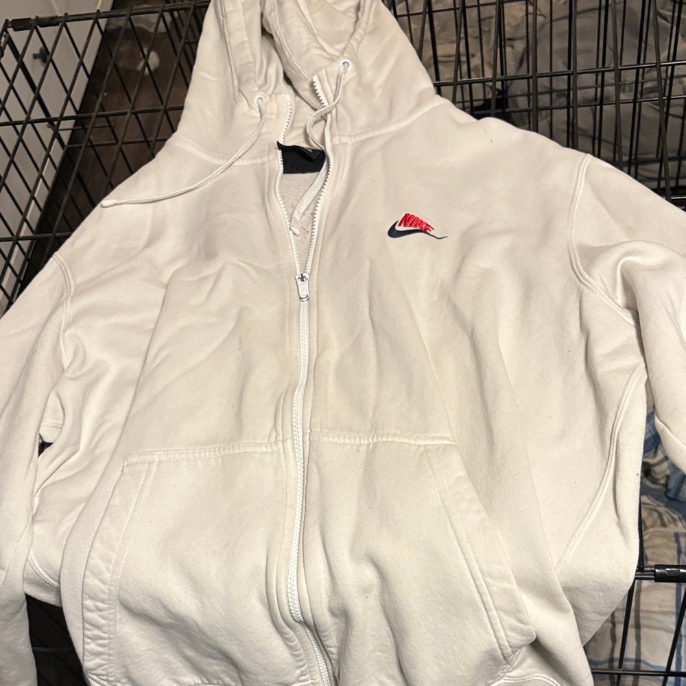 Nike White Zip-Up Hoodie
